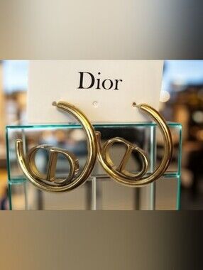 Dior Gold Logo Hoop Earrings